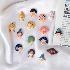 趣味人臉娃娃頭兔子樹脂貼片DIY手機殼手作飾品耳環耳釘配件材料