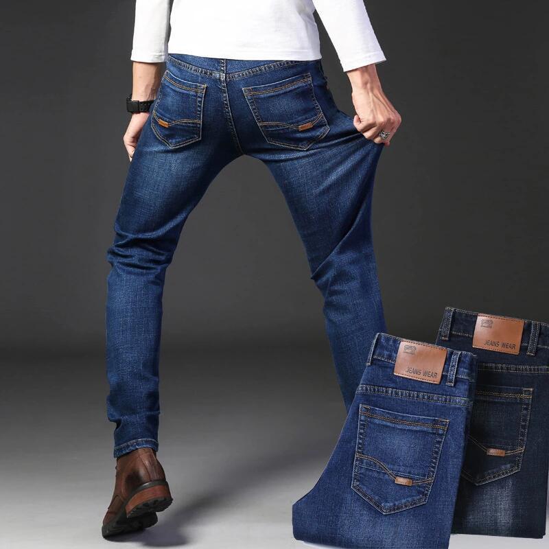 Yumao jeans elásticos para hombres pantalones casuales de negocios de talla grande sueltos rectos pantalones para hombres al por mayor para jóvenes