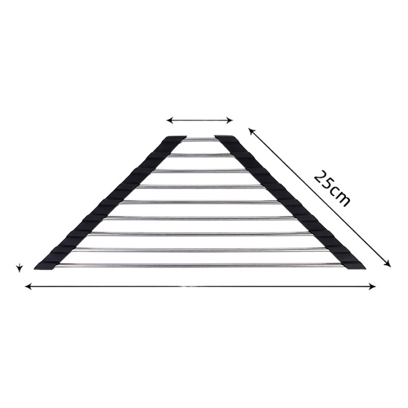 Kitchen Stainless Steel Drain Rack Triangle Drain Rack Sink Drain Bowl Rack Foldable Room Storage Rack