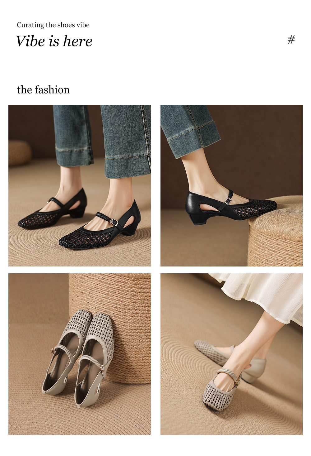 Giày sandal nữ gót thấp 3 cm mũi vuông hở bên da cừu đi làm — đen chi tiết 1