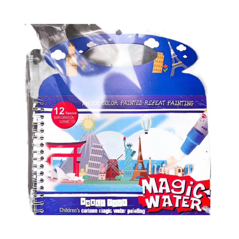 Pintura de agua portátil libro repetido graffiti pintura de agua libro portátil educación temprana libro para colorear educativo pintura de exhibición de agua mágica