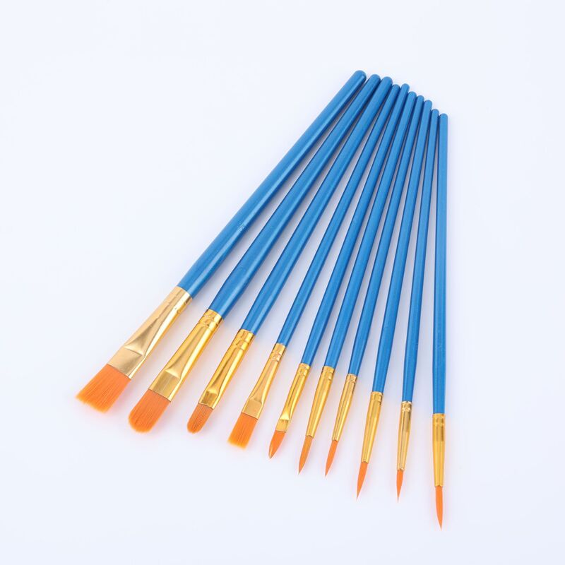 国境を越えた新製品 10 パール光沢のあるプラスチックロッド油絵ブラシセット絵画水彩手描きアート油絵ブラシセット|undefined