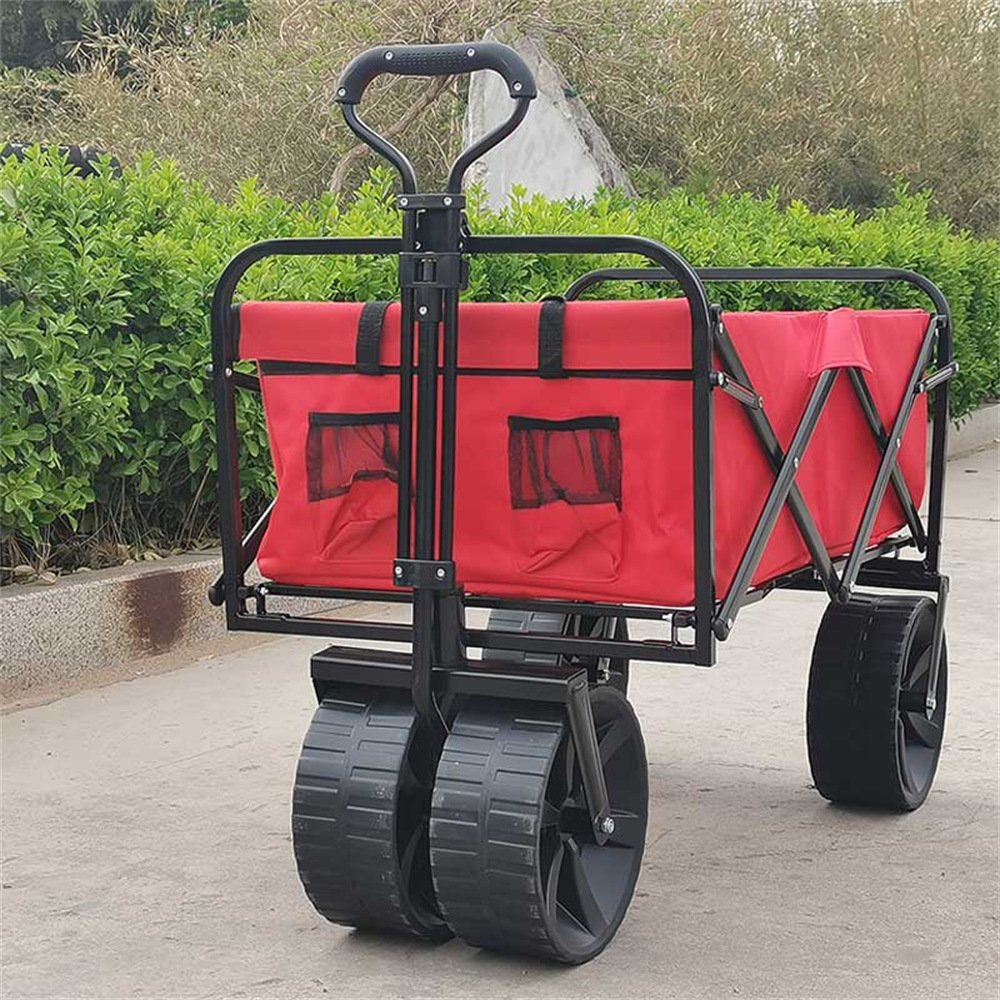 工厂FW3050欧美风格户外折叠布兜车25*10cm大吹塑轮沙滩折叠推车