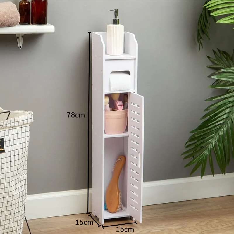 Estante de almacenamiento de baño, estante de almacenamiento de inodoro, estante de almacenamiento de múltiples capas de piso de cosméticos, gabinete de almacenamiento estrecho