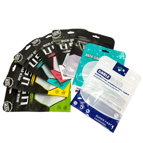 Manufacturer's best-selling data cable packaging bag phone accessories USB cable self-sealing bag charging head can DIY supply source
