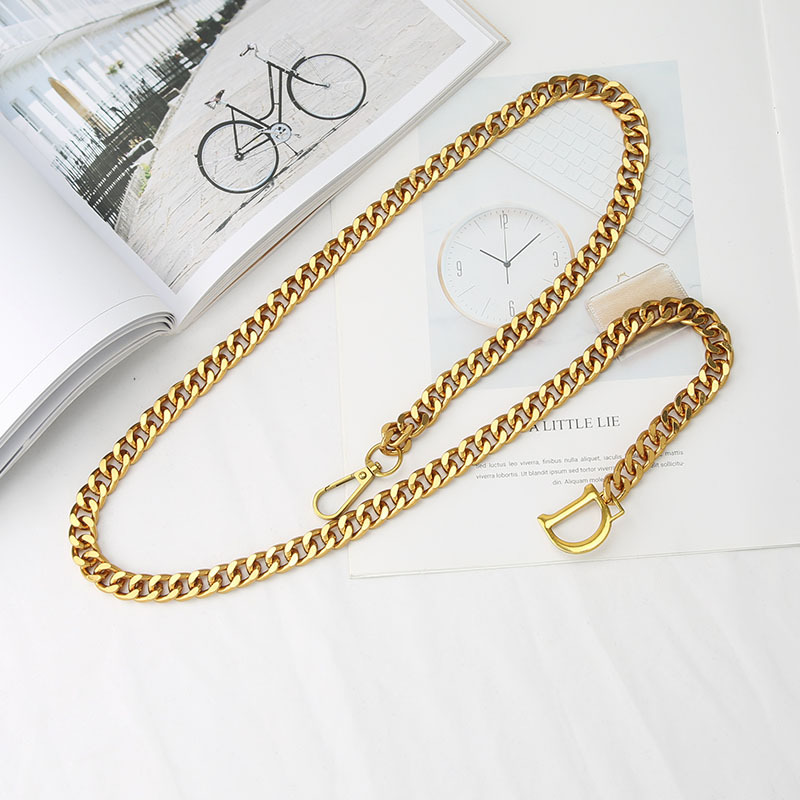 Classic Gold Waist Chain, D-letter Chain Belt Fashionable Women's Belt Personalized Dress Decoration Casual Design High-quality Belt
_voghion.com