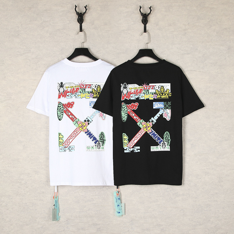 Cross-Border In-Stock Off White Ow Summer Character Print Series Oversized Unisex Short-Sleeve T-Shirt