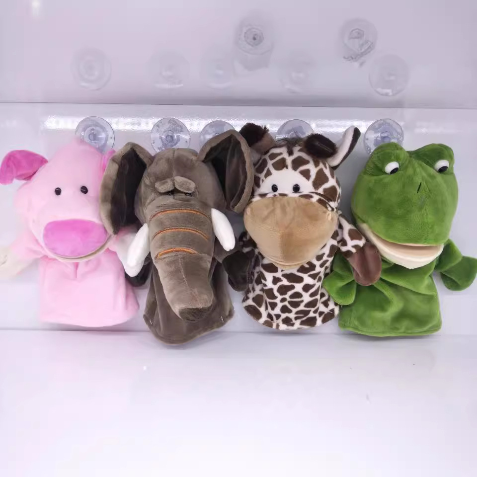 Estación independiente transfronteriza 24cm marioneta de mano de peluche juguete de felpa boca móvil de apertura abdominal palabras padre-hijo guantes de narración de cuentos