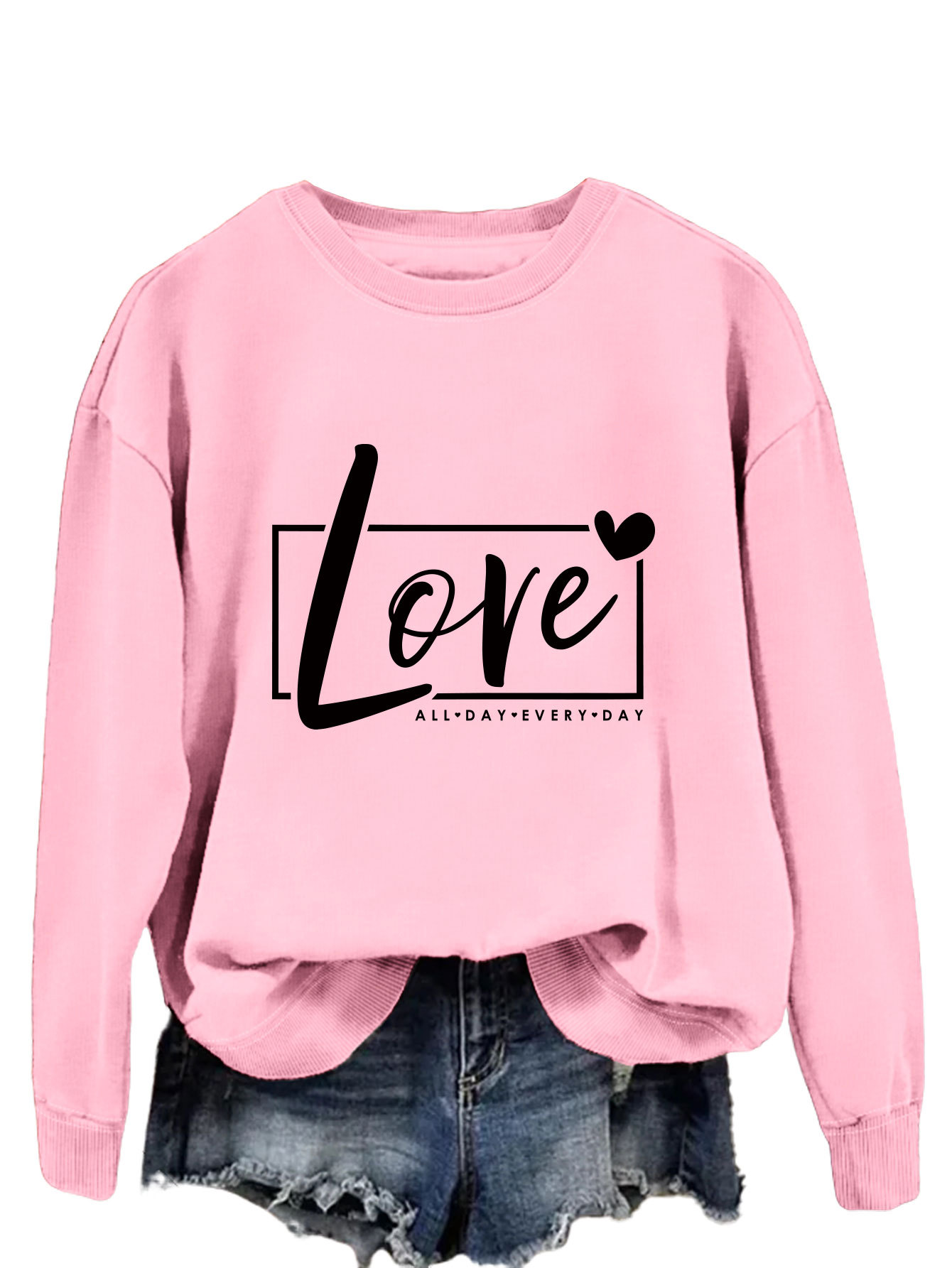 Women's Hoodies Long Sleeve Printing Basic Streetwear Letter Heart Shape display picture 37