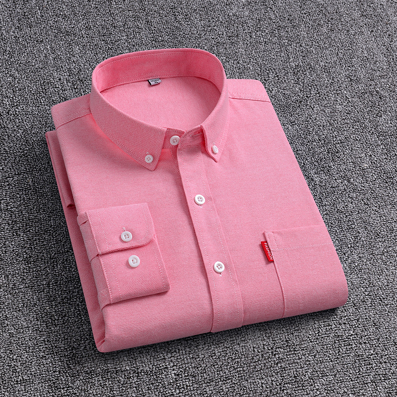 Camisas de mangas largas de Oxford personalizadas de hombre primavera y otoño de color sólido de transporte transpirable de mediana edad