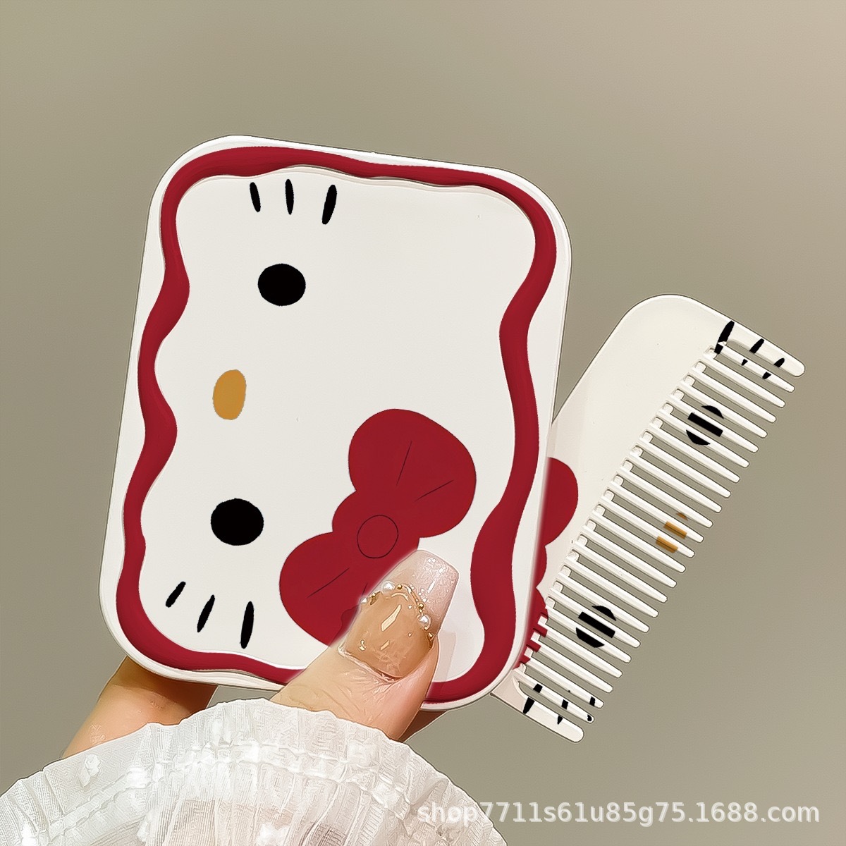 화장거울 + 같은 스타일의 빗 [레드 리본 KT]