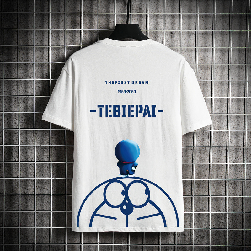 TikTok Summer Short-sleeved T-shirt Men's Trendy Ins Loose Half-sleeved Japanese Base Shirt Trendy Brand Top Clothes