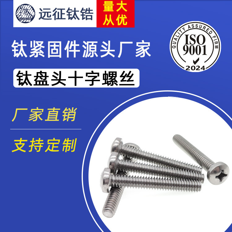 钛螺丝供应商 M6M8盘头十字螺丝 元头半圆头机牙机钉