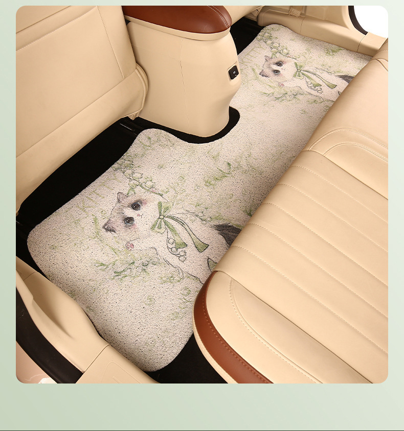 Cute Cartoon Mimi Car Mat Universal Car Cuttable Wear-resistant Silk Loop Mat Home Easy-care Mat