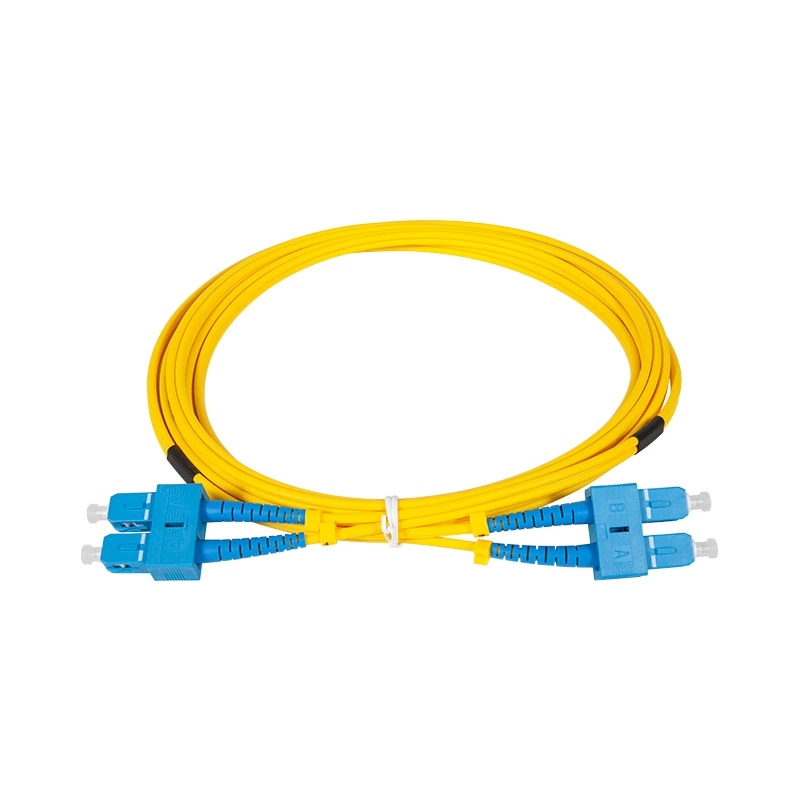 Оптический патч-корд SC-SC, одномодовый, двухжильный, с разъемами SC (квадратные), для телекоммуникационных сетей, телекоммуникационного класса.