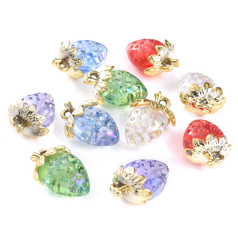 56g Weight Pendant Jewelry Making Type 23*32mm Jewelry Making Size DIY Jewelry Accessories Classification 10 PCS/Package Quantity Acrylic Material Strawberry Pattern Plating Design Sweet Style 10 PCS/Package 23*32mm Arylic Strawberry Pendant 8