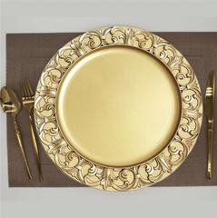 Foreign trade transparent wedding hotel party spray paint craft decorative plastic deep fruit plate golden shiny large bowl