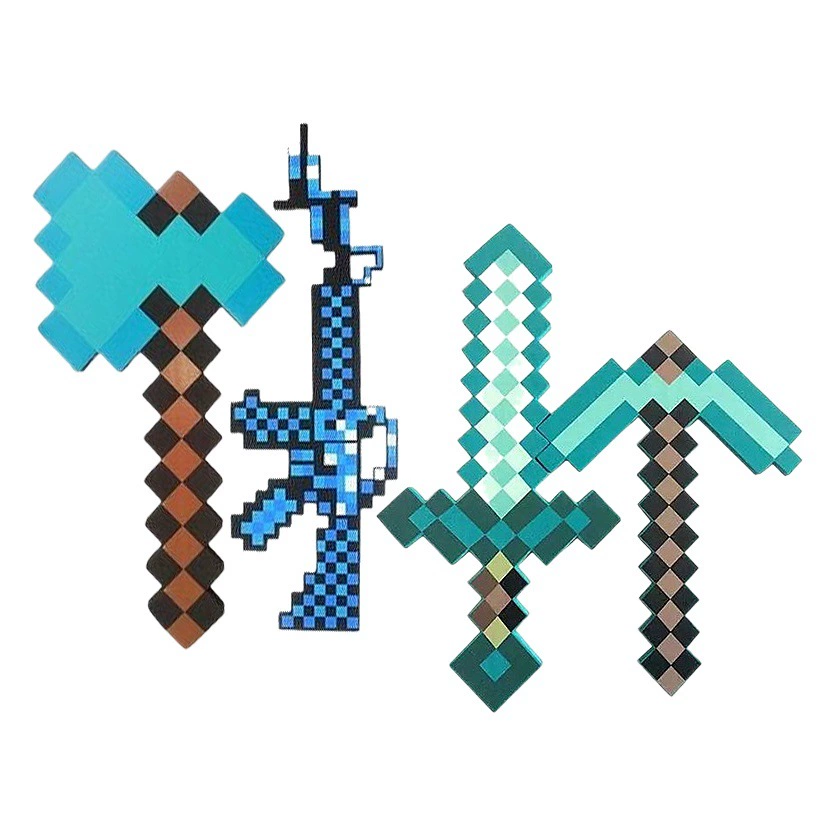 Мой мир EVA пена оружие Алмазный меч топор Слепая Коробка ручной работы аниме игрушка Мозаика Меч