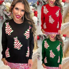 アマゾン秋冬の新型欧米のクロスボーダーの女性クリスマスツリーの装飾のスパンコールのカジュアルなゆったりした上着の女性