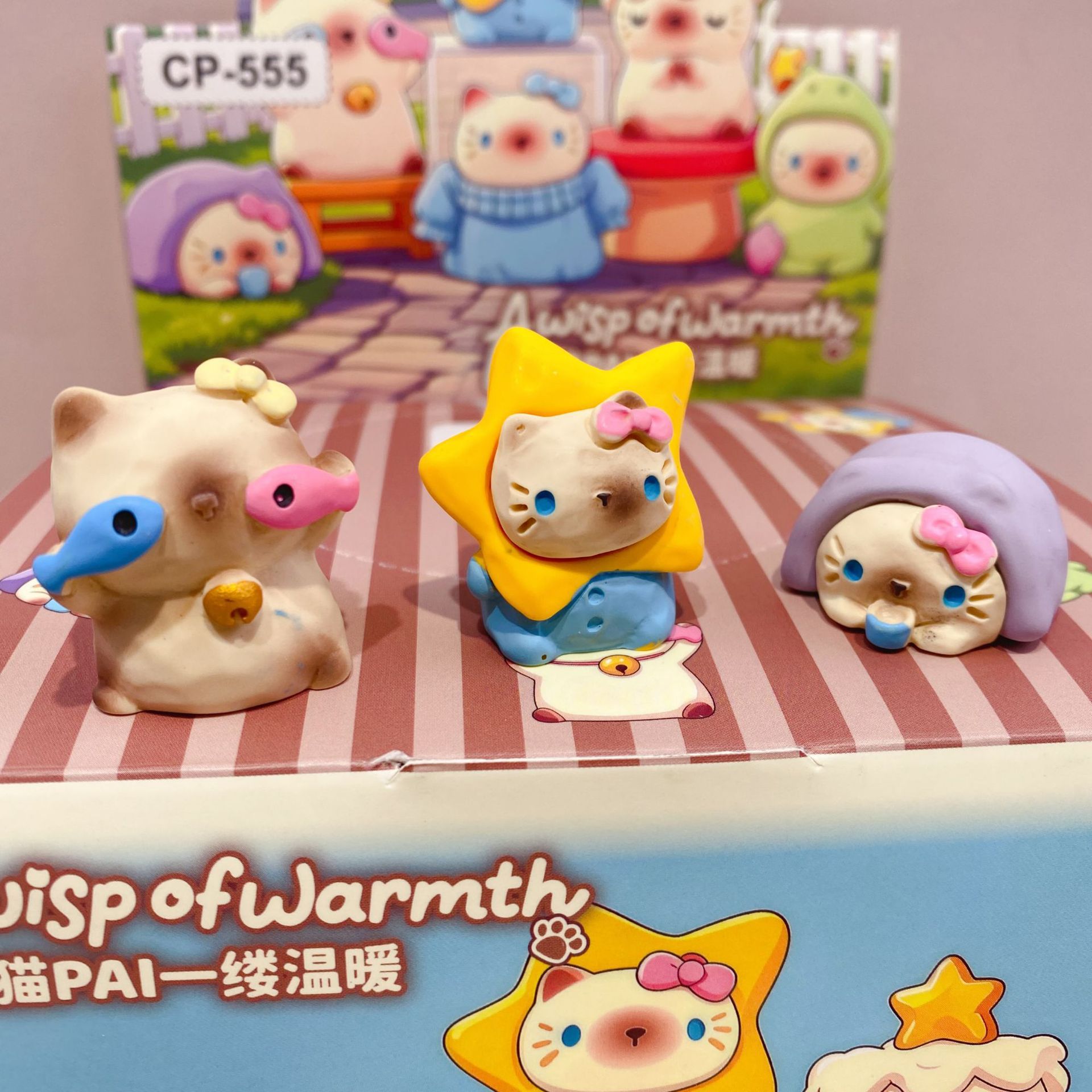 新款文创猫猫PAI一镂温暖萌粒盲盒卡通公仔摆件盲猜盒手办摆件批