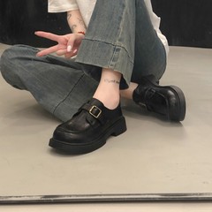 厚底乐福鞋女2025春秋新款百搭英伦风jk小皮鞋爆款黑色通勤单鞋子