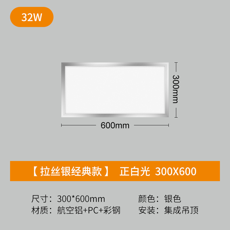 300*600 [aluminum silver frame] long lamp 32W White Light