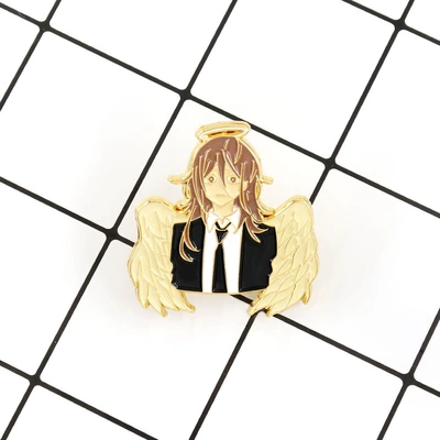 Chainsaw Man Angel Demon Enamel Brooch Denji Power Fan Art Metal Badge Anime Backpack Decoration Pin (Yaxa sancaqları) - gold