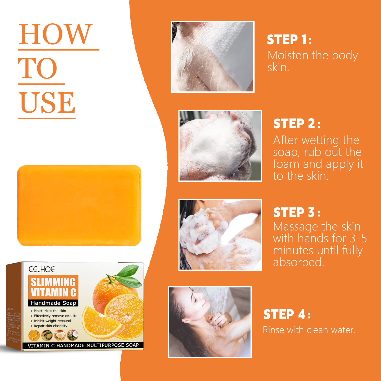 EELHOE sapone dimagrante alla vitamina C per la pulizia del corpo, polpacci, pancia grande, dimagrante, rassodante e idratante_voghion.com
