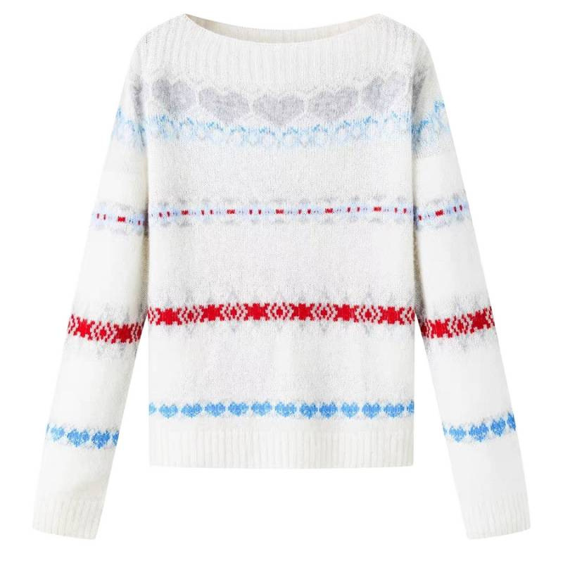 2025 otoño invierno cápsula en forma de cuello Fairy Island atmósfera Jacquard suéter de Navidad para mujeres