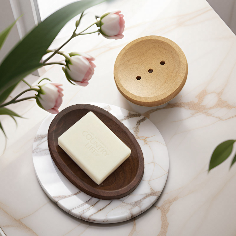 Caja de jabón de madera de madera de avele negro, caja de jabón, estante de jabón hecho a mano, drenaje japonés de doble capa de jabón de madera personalizado