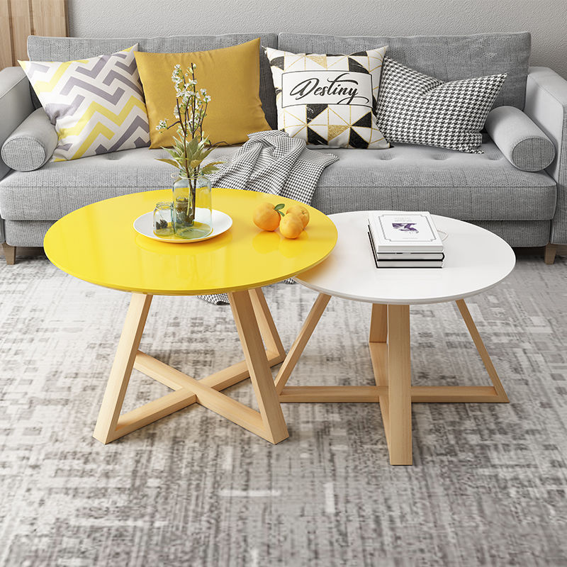 北欧圆形实木客厅小茶几