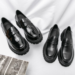 2024 spring new business men's shoes fashion open mouth smile toe shoes all-match thick-soled black casual shoes men