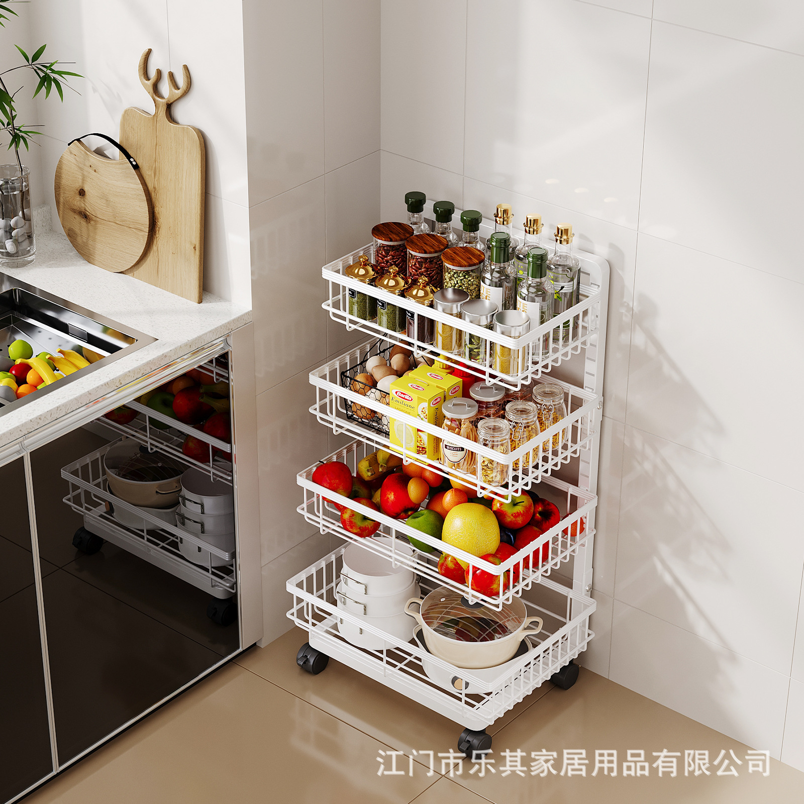 Estante de almacenamiento de verduras cocina carro de piso multicapa estante de almacenamiento de utensilios multifuncional estante de almacenamiento de cestas de verduras