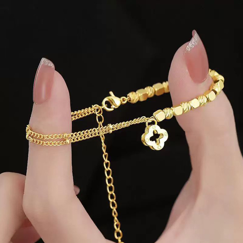 Braccialetto di lusso leggero in oro con nicchia quadrata, squisita moda, di alta qualità, stile semplice, gioielli all'ingrosso_voghion.com