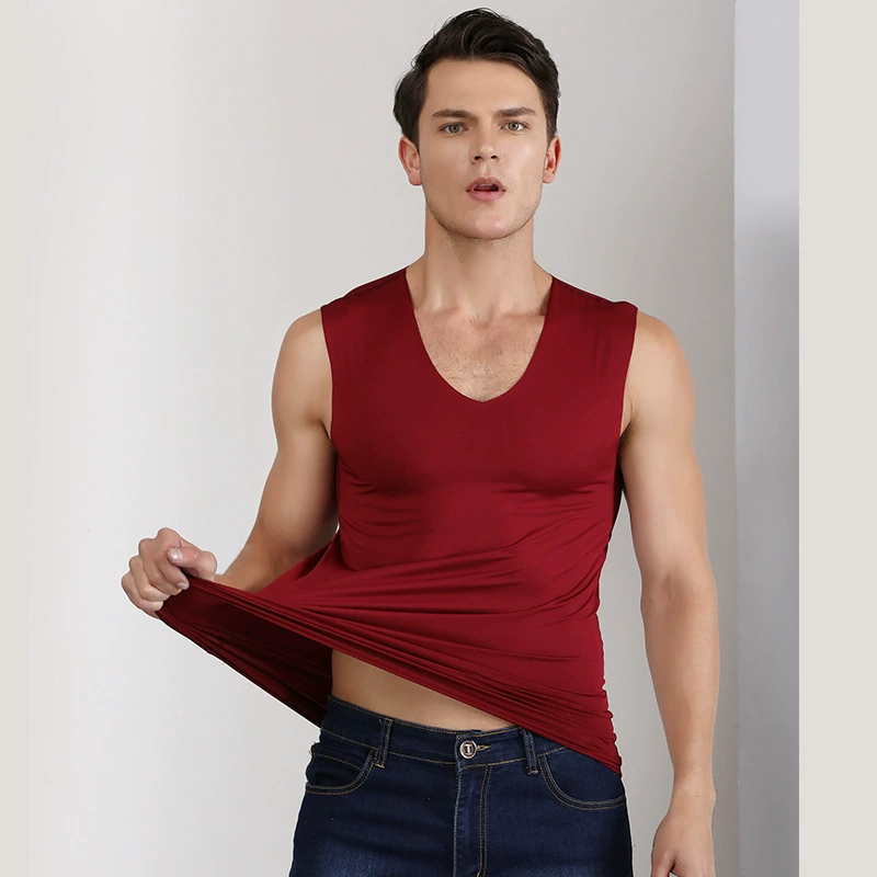 Спортивный летний топ бесрукавка, V-образный вырез, плотный, slim fit