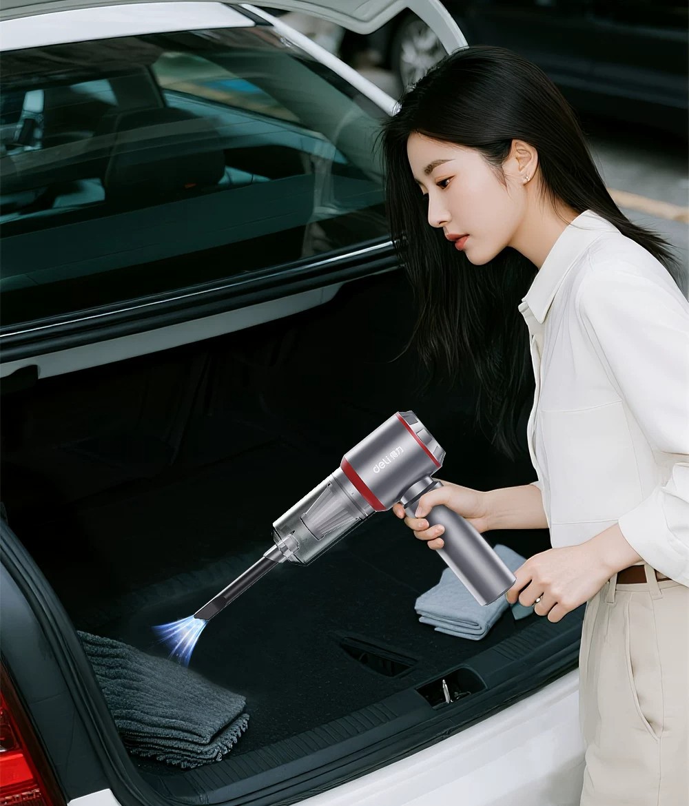 Deli Car Vacuum Cleaner - Small, Mini, Wireless Charging, Portable Handheld Blower for Car and Home, Super Powerful