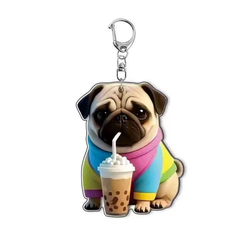 Nuevos productos transfronterizos animales perros perros gatos dibujos animados acrílicos llavero colgante decoración bolsos perimetrales hebilla