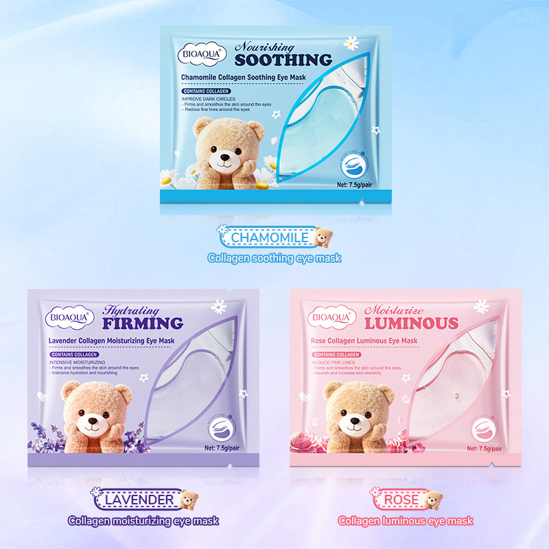 Full English BIOAOUA Chamomile/Rose/Lavender Collagen Moisturizing Eye Mask Moisturizing Bear Series Cross-Border