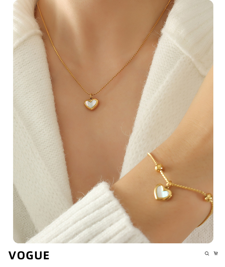 Set collana e bracciale con conchiglia a cuore tre pezzi_voghion.com