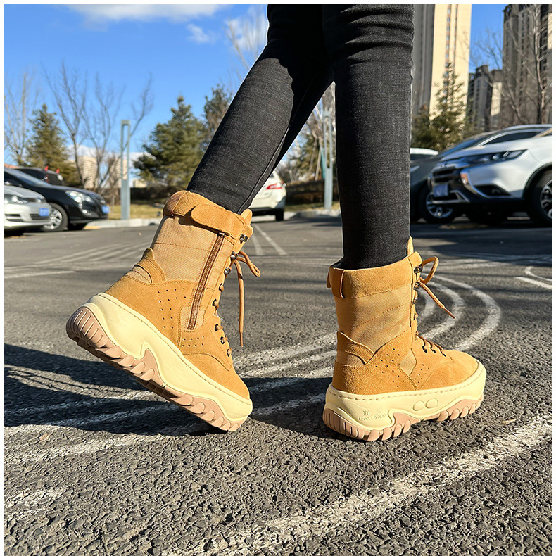 Herrskor Northeast Snökängor Vinter Damstövlar Äkta Läder och Päls Ull Varm Tjock Botten Halkfri Martinstövlar Plus Sammet_voghion.com