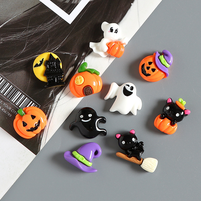 ハロウィンカボチャ魔女帽子ゴースト城樹脂アクセサリー手作り diy 素材ヘアアクセサリー携帯電話ケースパッチ|undefined
