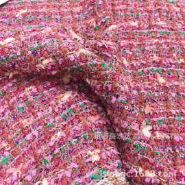 粗纺 小香风编织面料 珠片绣花工艺 连衣裙半身裙套装布料 批发