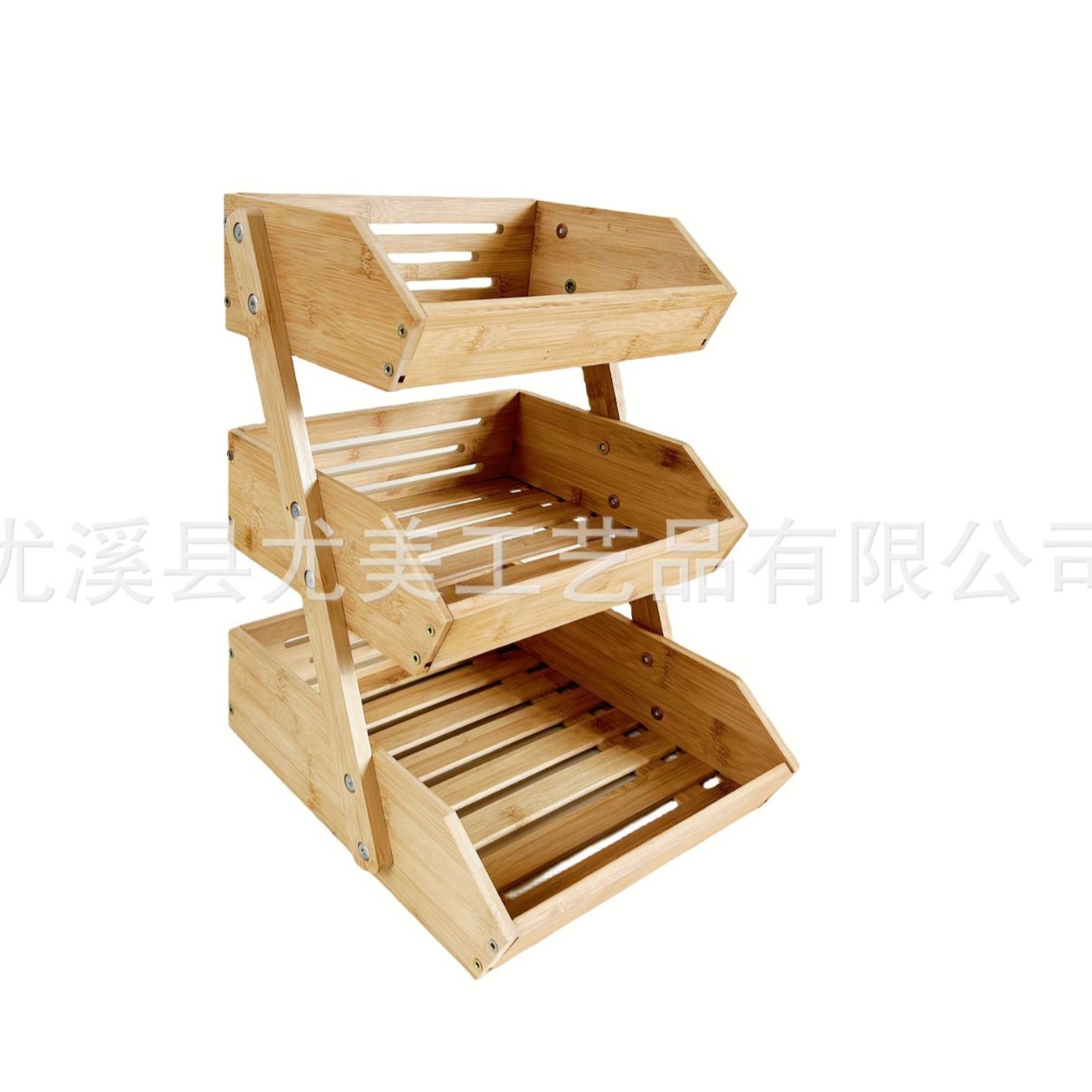 Cesta de frutas de tres capas de bambú cocina doméstica cesta de drenaje de almacenamiento de frutas y verduras Hotel estante de almacenamiento de verduras multiusos