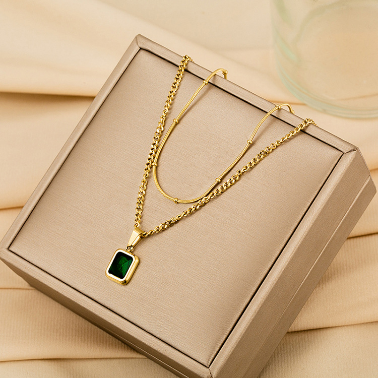 Fashion Geometric Stainless Steel Plating Zircon Pendant Necklace 1 Piece