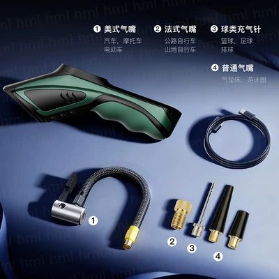 with Tire Pressure Measurement, Portable – Hava nasosu - zy-5801-green-19-cylinders-4000mah