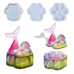 新款diy新款平底蓋貓爪收納盒硅膠模具擺件收納模跨境專供