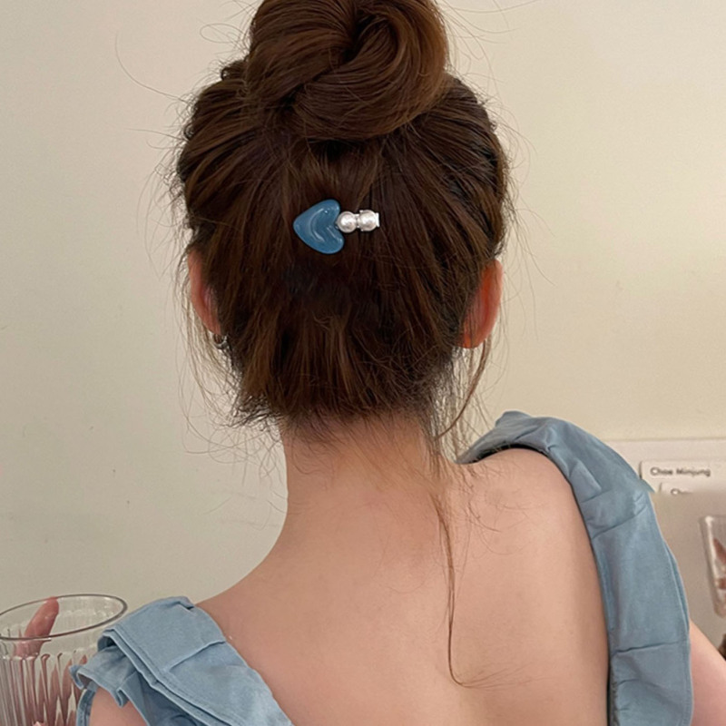 甘い真珠の愛のヘアピンの額の砕髪の前髪の少女の心の王女のヘアピンのかわいいアヒルの口の髪飾り|undefined