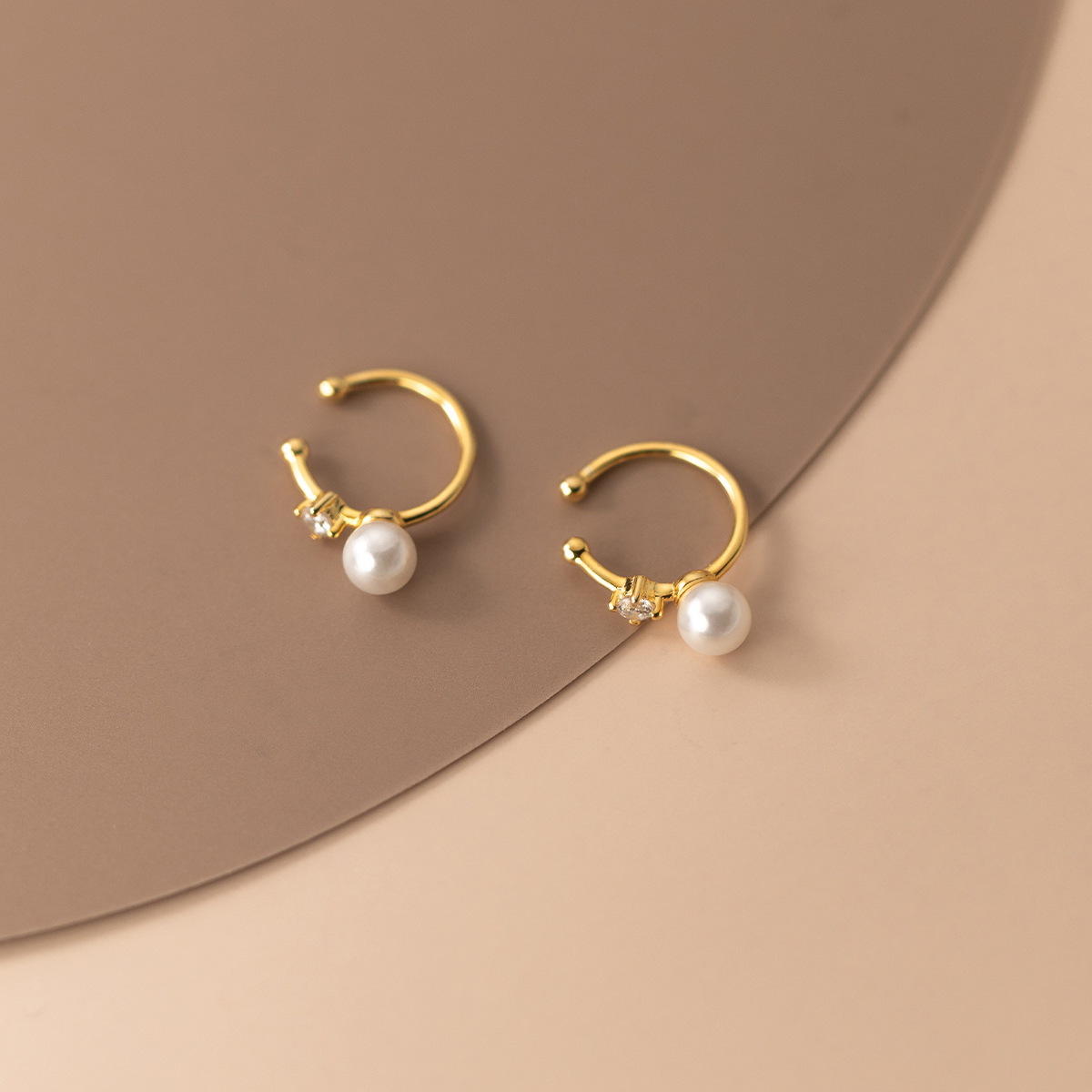 Eloch S925 diamante de plata sintético perla oreja clips de alta calidad para mujeres superpuestas orejas sin agujeros de orejas M02457