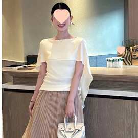 李慧一温柔绮梦夏季韩系女神斗篷设计感显瘦冰感气质白卡黑有吊牌