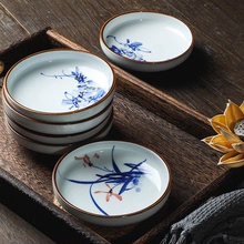 手工陶瓷茶點盤水果托盤家用手繪中式禪意茶道點心碟干果零食裝盤